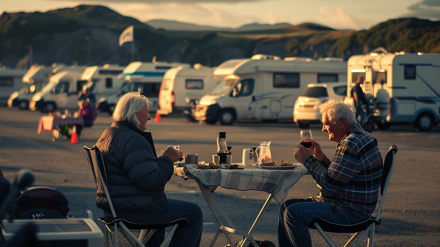 Un campingcar stationé dans une rue pavillonaire